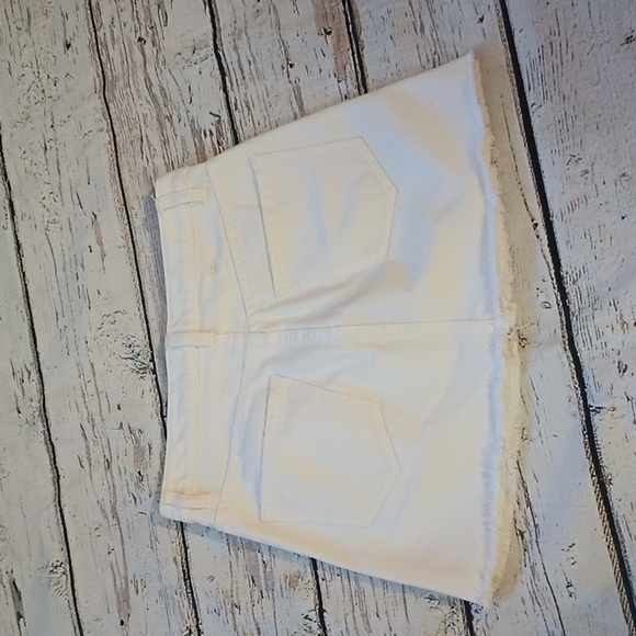 We The Free Free People White Zip Distressed Denim Mini Skirt 26 - Picture 7 of 7